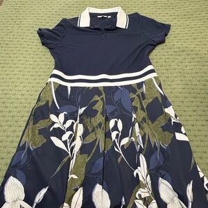 Navy Polo Floral Fit-and-Flare Athletic Dress Lady Hagen Size XL